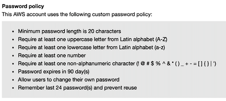 Beispiel: Strict AWS IAM Passwort-Policy